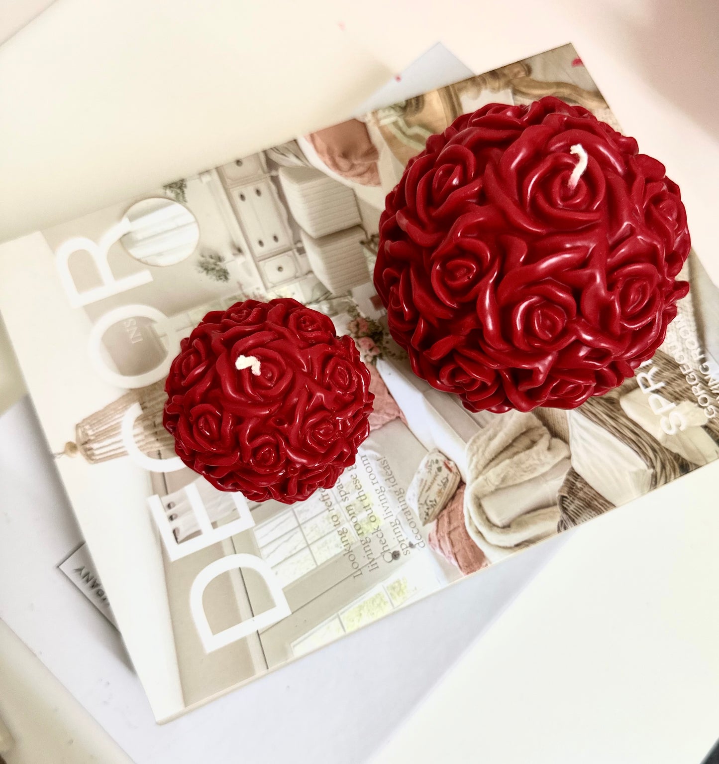 Rose Ball White/Red Scented Candle For Home Decoration