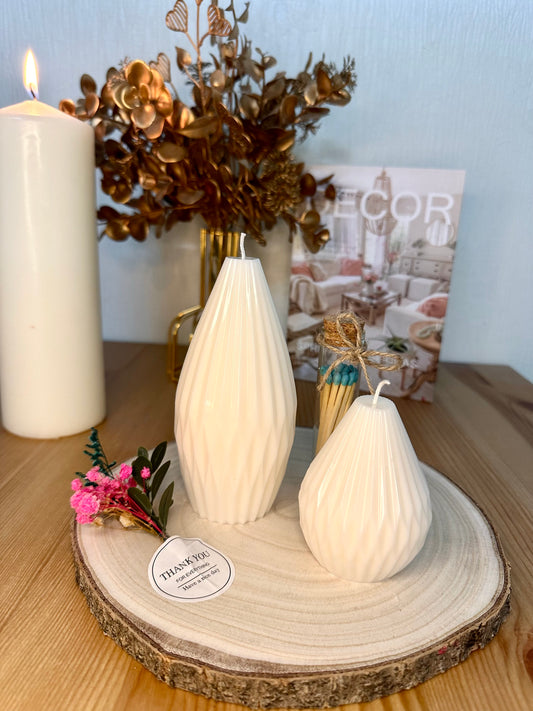 Pear shaped candle with stripes