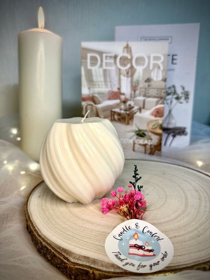 Sculpted Aesthetic Swirl scented Candle handmade/ home decor / cozy vibes