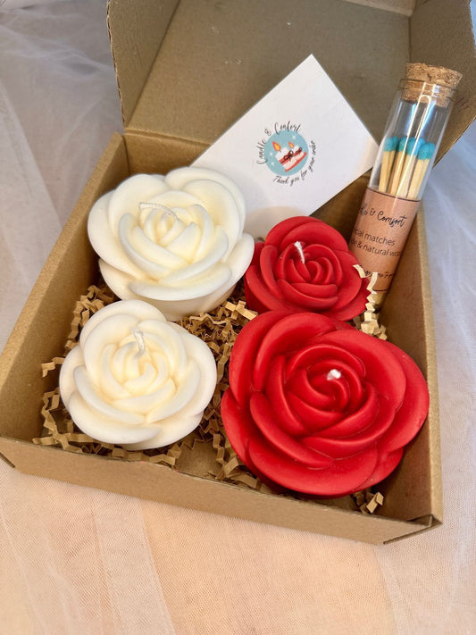 Set of 4 scented flowers candles perfumed home decoration with bottle of watches