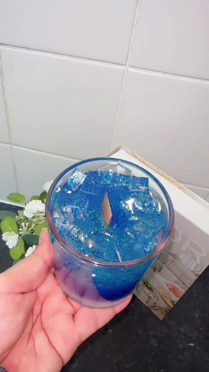 Midnight Ocean Shimmer | Hand-Poured Blue Gradient Glitter Candle
