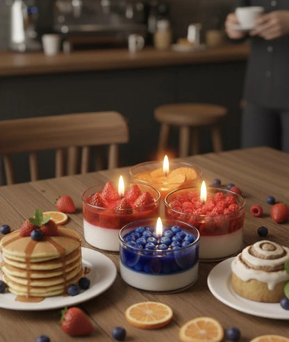 Set of 4 Dessert Scented Candles | Strawberry, Blueberry, Orange & Raspberry